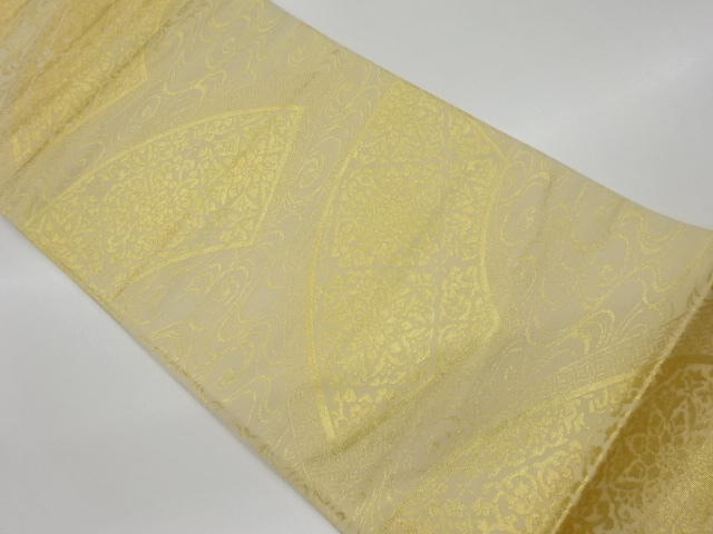 リサイクル　流水に地紙・華紋模様織出し袋帯